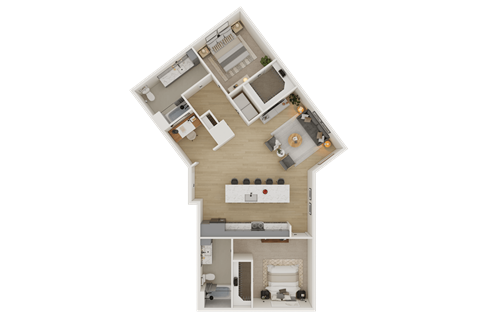 Floor plan for 2 beds, 2 baths, 1317 sqft